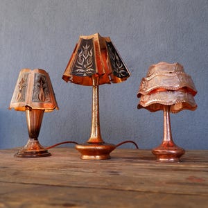 Vintage Copper Lamp, Handmade Copper Table Lamp,  Bohemian Lighting, Vintage Copper Decor, Vintage 1970s