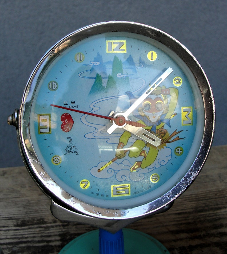 Vintage MCM Owl Cat Monkey Alarm Clock China Clock Wind up Etsy