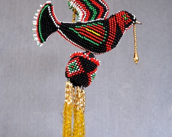 Vintage Beaded Bird Home Protection, Masallah Turkish Rare Beadwork, Dove, Evil eye Protection, Hand Beaded made in Turkey 1970s