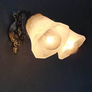 Brass Ornate Wall Sconce One two light Wall Sconce, Lamp, Brass Wall Light, Lighting, Vintage 1940's