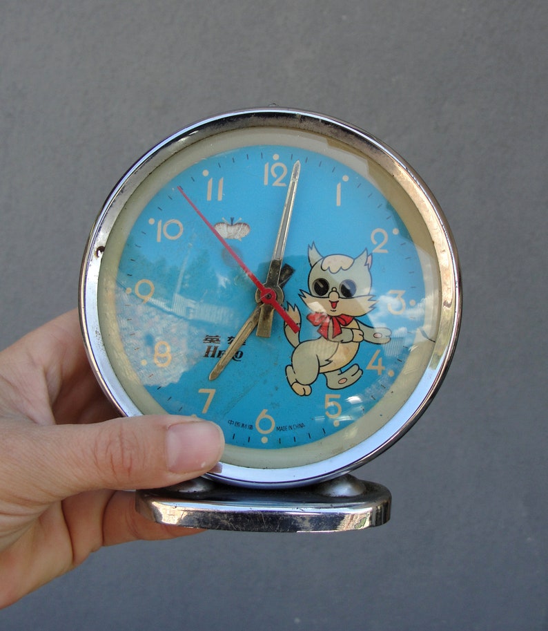 Vintage MCM Owl Cat Monkey Alarm Clock China Clock Wind up Etsy