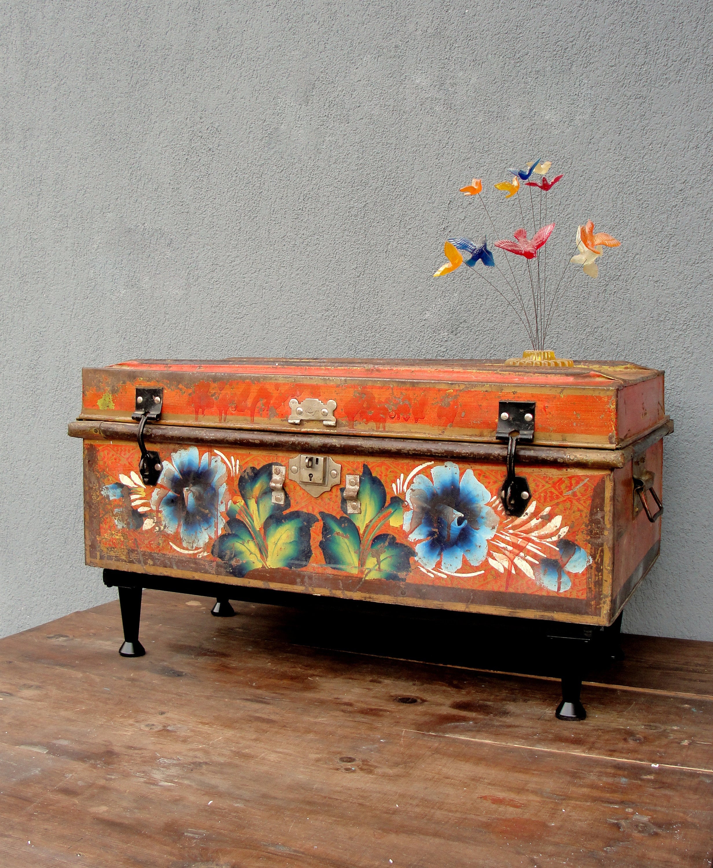 Metal Trunk on Stand, Coffee Table, Side Table – Antiquities Warehouse of  Grand Traverse