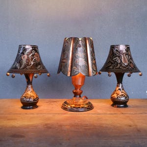Vintage Copper Lamp, Handmade Copper Table Lamp,  Bohemian Lighting, Vintage Copper Decor, Vintage 1960s