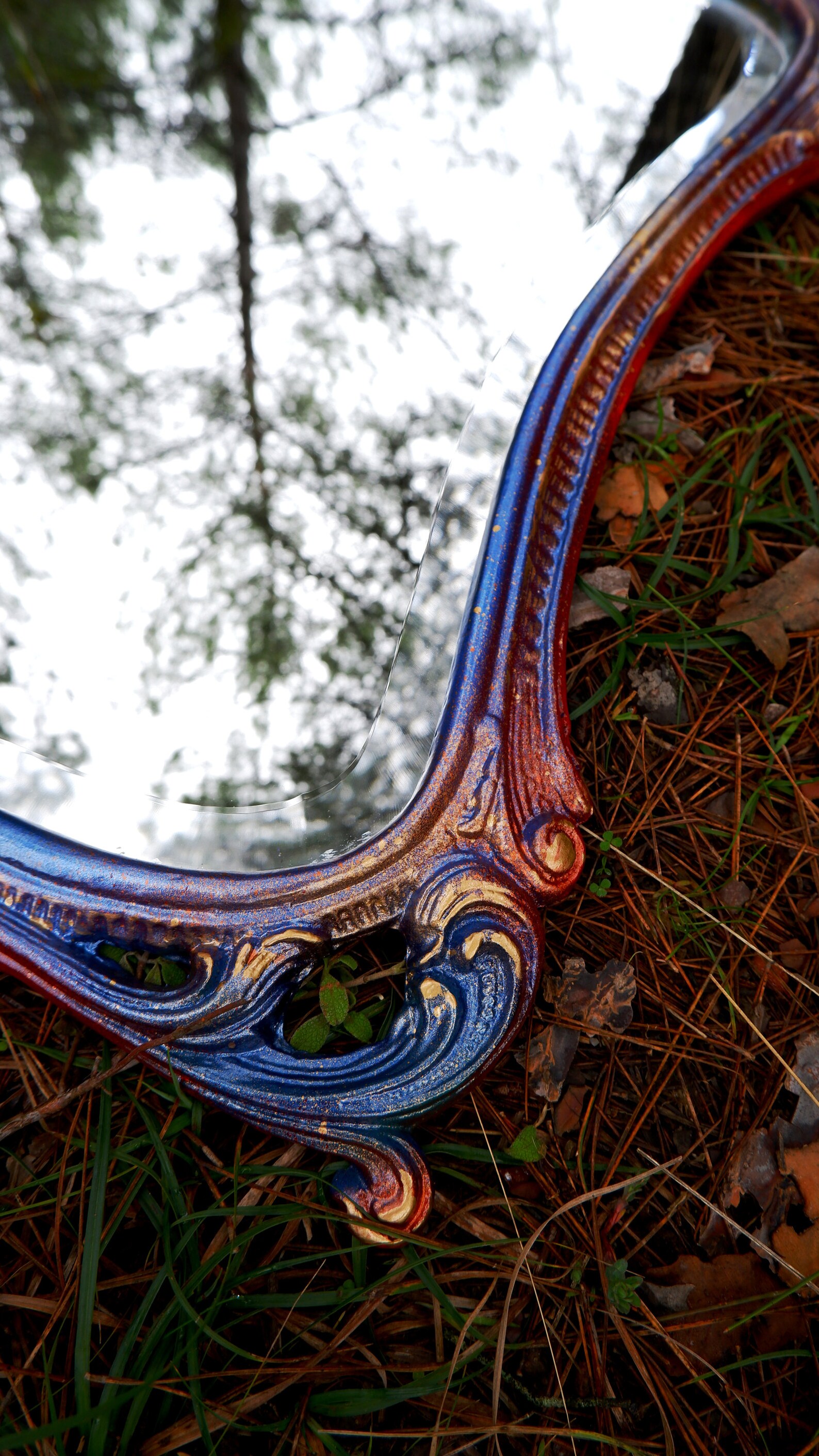 Vintage Rococo Mirror: Hand-painted Rainbow Frame, Made in Italy - Etsy