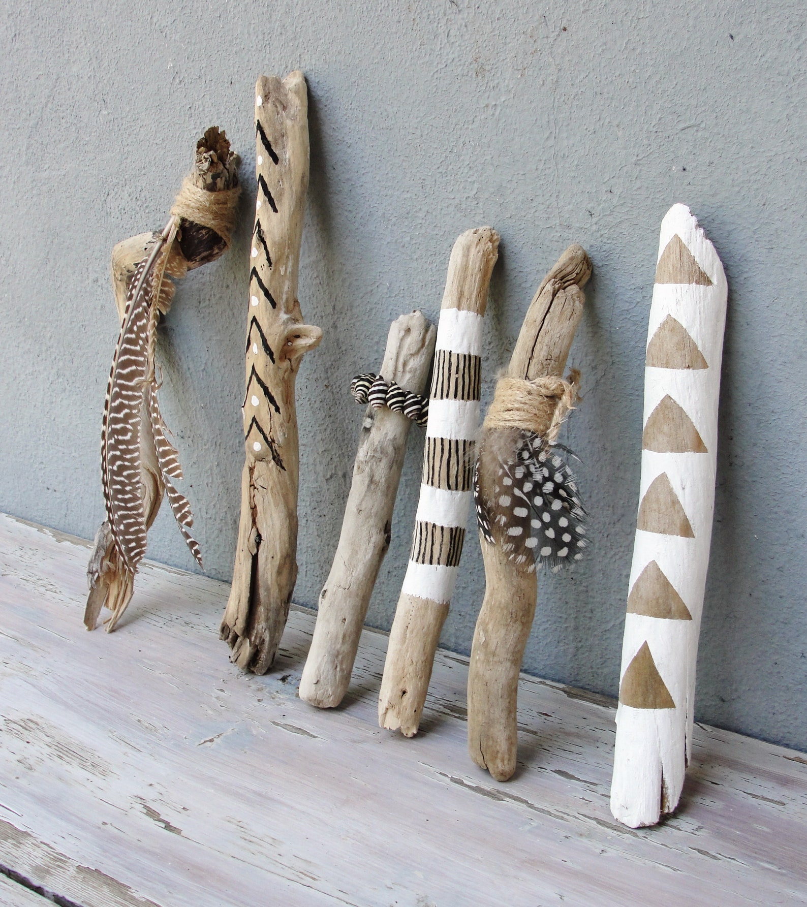 Natural Painted Driftwood Sticks Beach Home Decor Driftwood Etsy