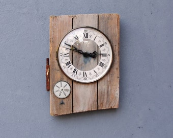Steampunk Clock Boatwood and Vintage clock parts