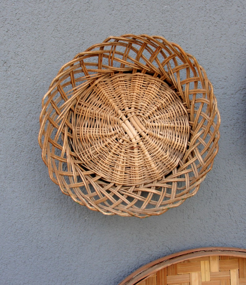 Vintage Wicker Wall Baskets Set Wicker Wall Art Wicker Basket Etsy
