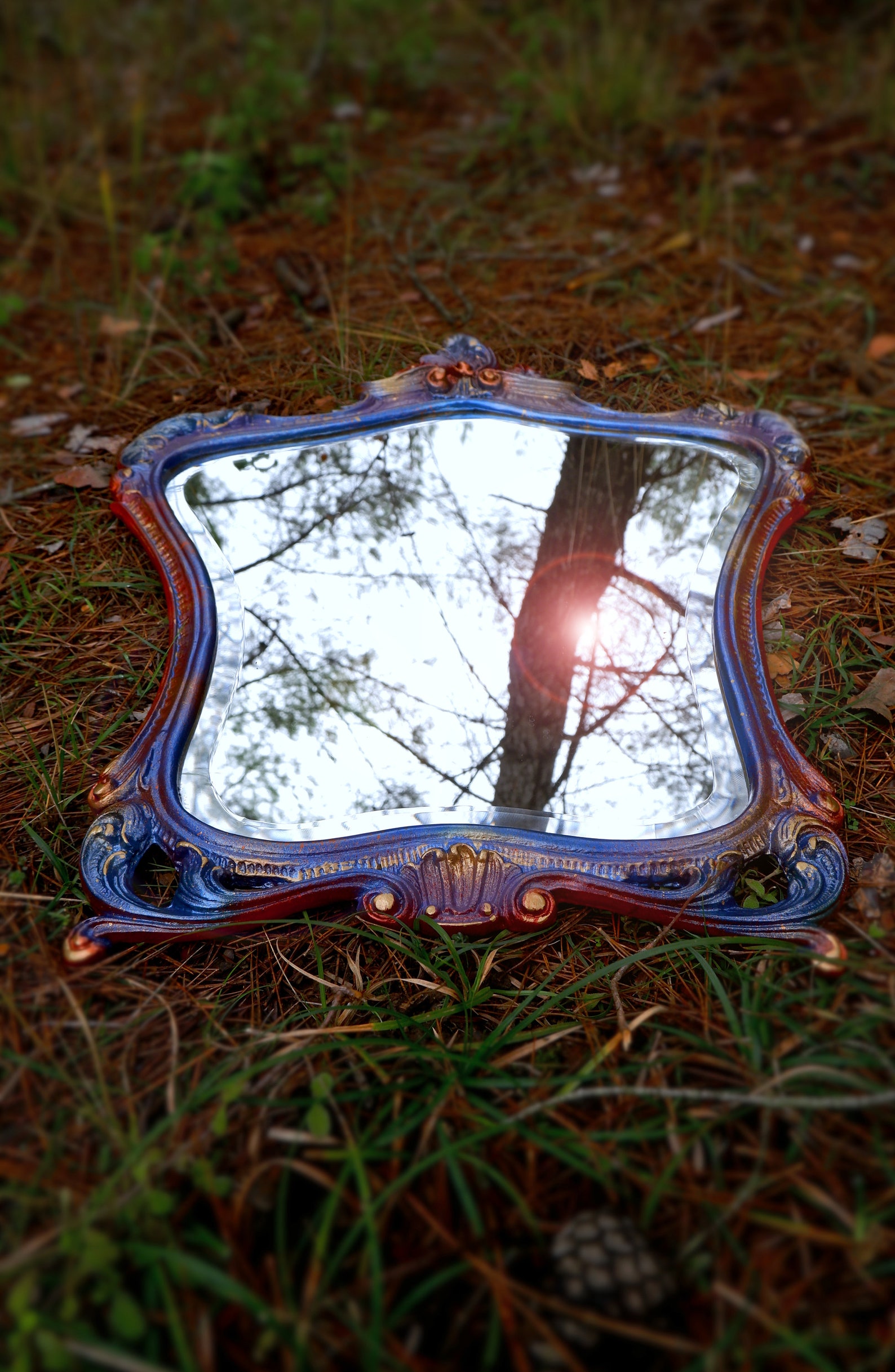 Vintage Rococo Mirror: Hand-painted Rainbow Frame, Made in Italy - Etsy