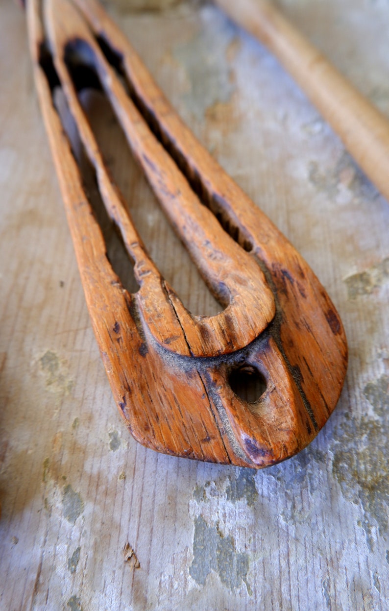 Vintage Wooden Spoons, Olive Spoons, Handmade handcarved Spoon, Set of Three pieces, Made in Turkey 1950s 80s image 4