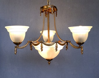 Colonial Ceiling Lamp, Brass chandelier, Ceiling Light, Chandelier Lamp,  Statement Lamp Colonial Lamp 1980s