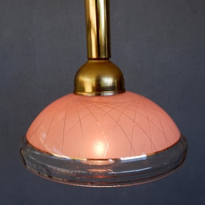 Vintage Pink Glass Pendant Light - Mid-Century Modern Lighting