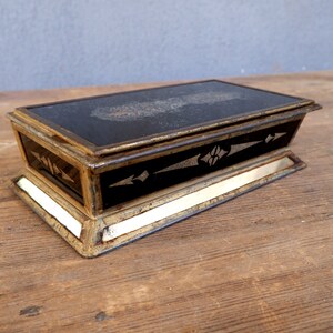 Art Deco Glass Trinket Box, Black, Mirror Brass, Jewerly Container, glass metal box, trinket holder,  1940s