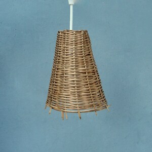 Basket Pendant Light, Beach Finds, Beach Cottage, Rustic Ceiling Bamboo Light, Basket Home Decor, Swag Hanging Light image 4