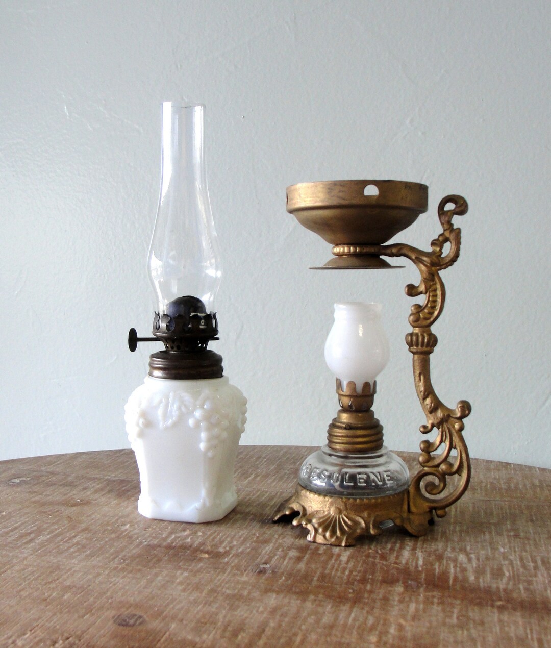 Antique Vapo Cresoline Oil Lamp Cure All Medical Device, Milk Glass Oil