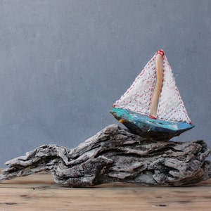 Stormy Seas Driftwood Boat Nautical Home Decor image 1