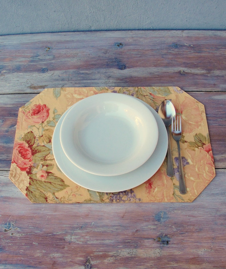 Floral Placemats Shabby Chic Tableware set of 8 Floral and Etsy