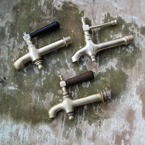 Vintage Taps, Brass Faucet Set, 3 Small Taps, Original Turkish Bath Taps, Solid Brass, 1950s