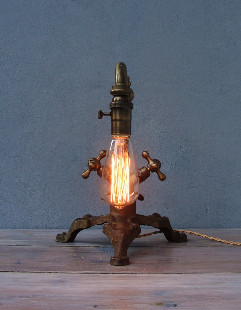 Steampunk Faucet Lamp, Industrial Table Lamp, Edison Lamp, Handmade