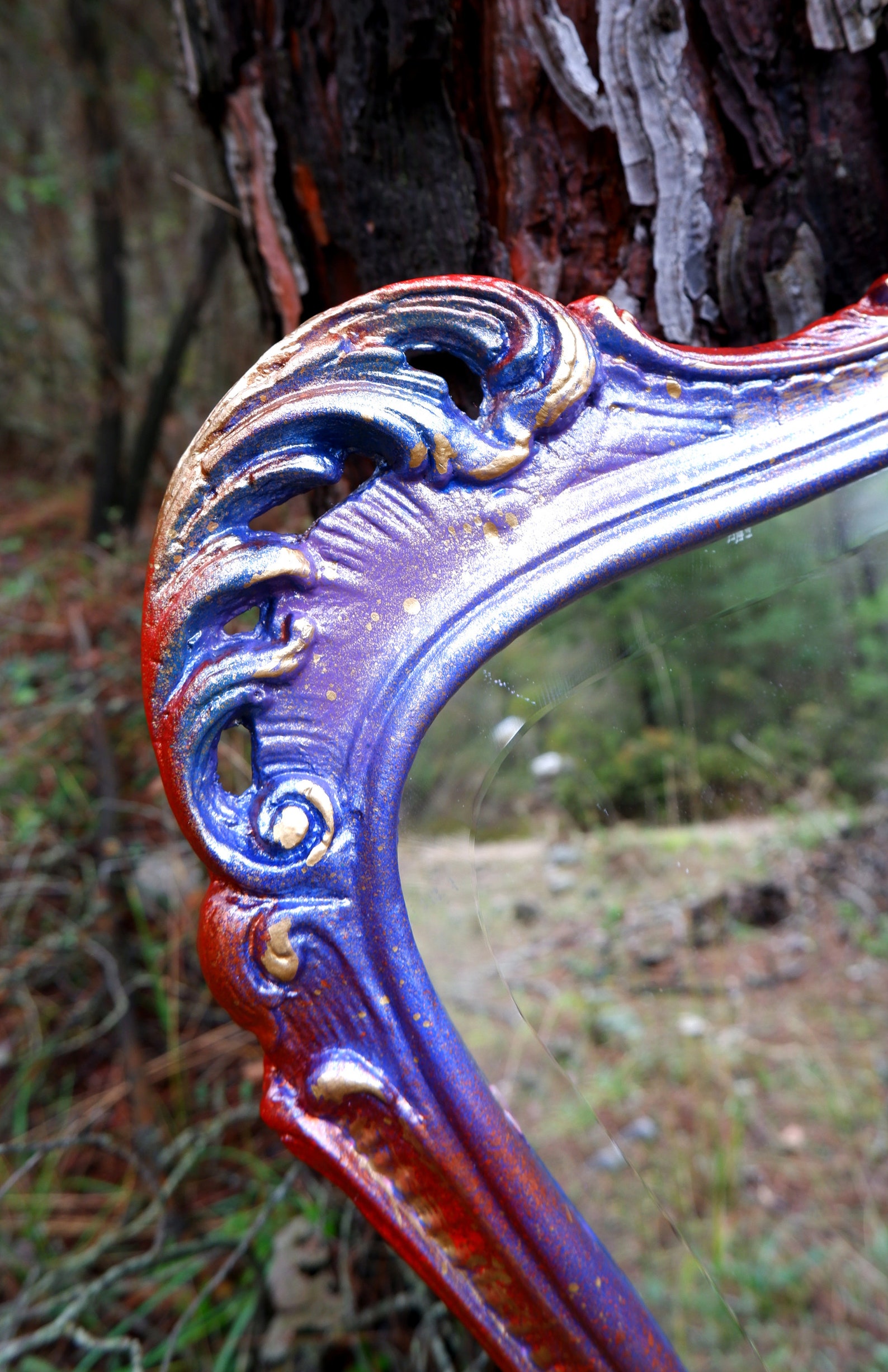 Vintage Rococo Mirror: Hand-painted Rainbow Frame, Made in Italy - Etsy