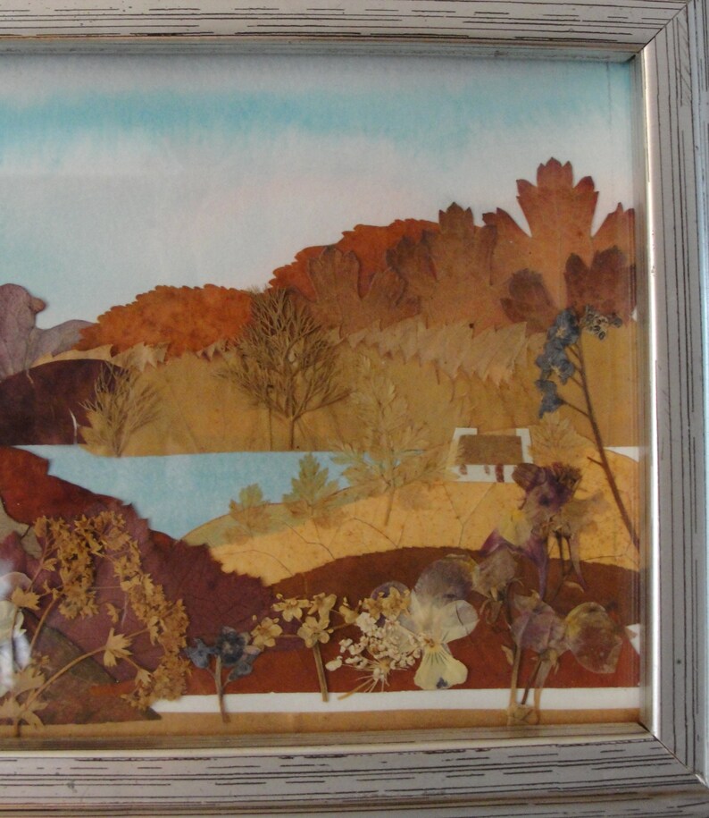 Vintage Handmade Collage of Dried Leaves Plants and Flowers - Etsy