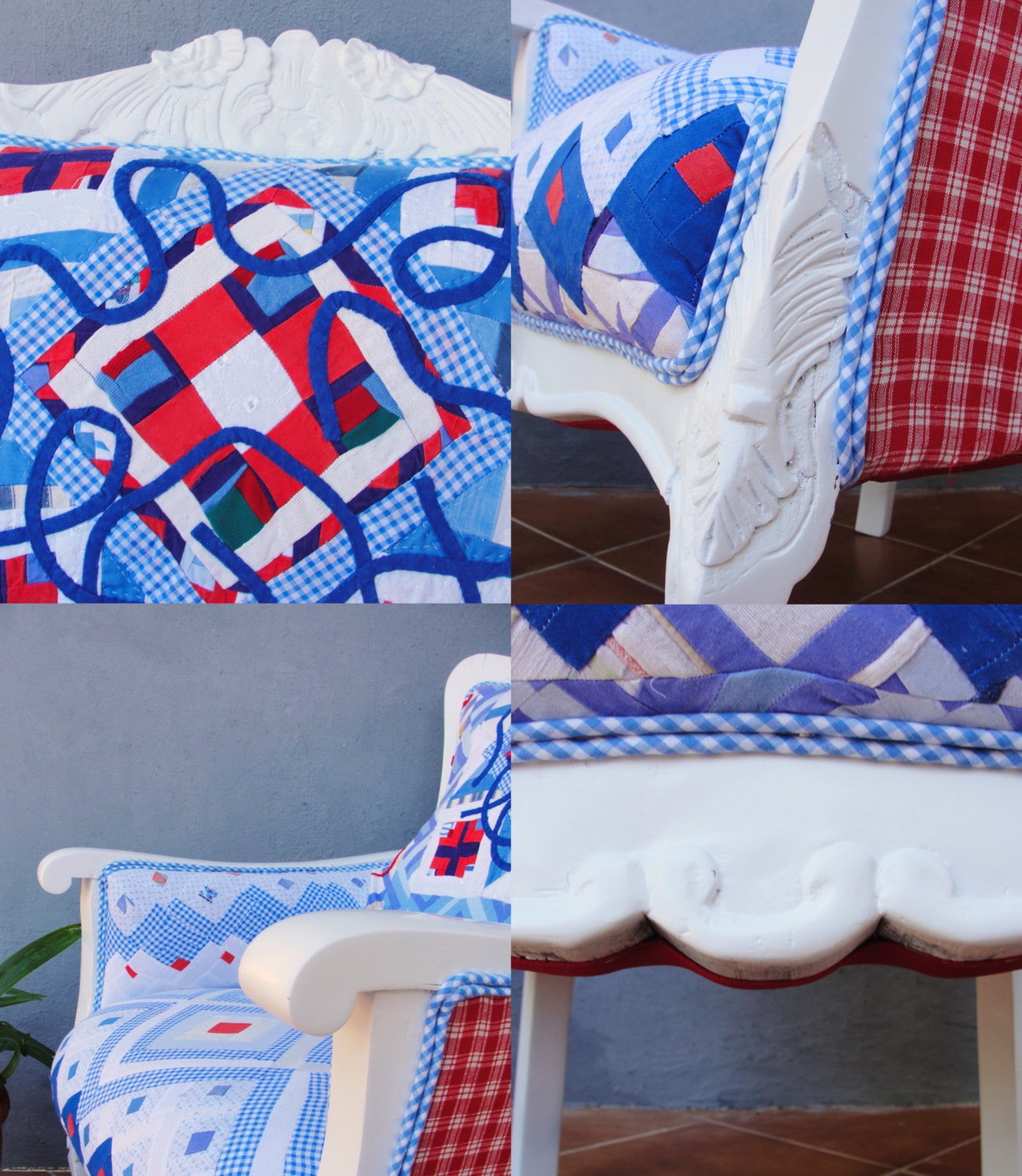 Americana Armchair Hand Sewn Quilt Patchwork Wooden Furniture Etsy