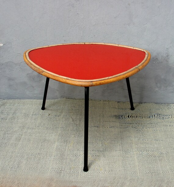 Mid Century Bamboo Coffeetable Red Reverse Painted Glass And - Rubber Feet Glass Coffee Table Mid Century Bamboo Coffeetable Red Reverse Painted Glass And - Rubber Feet Glass Coffee Table