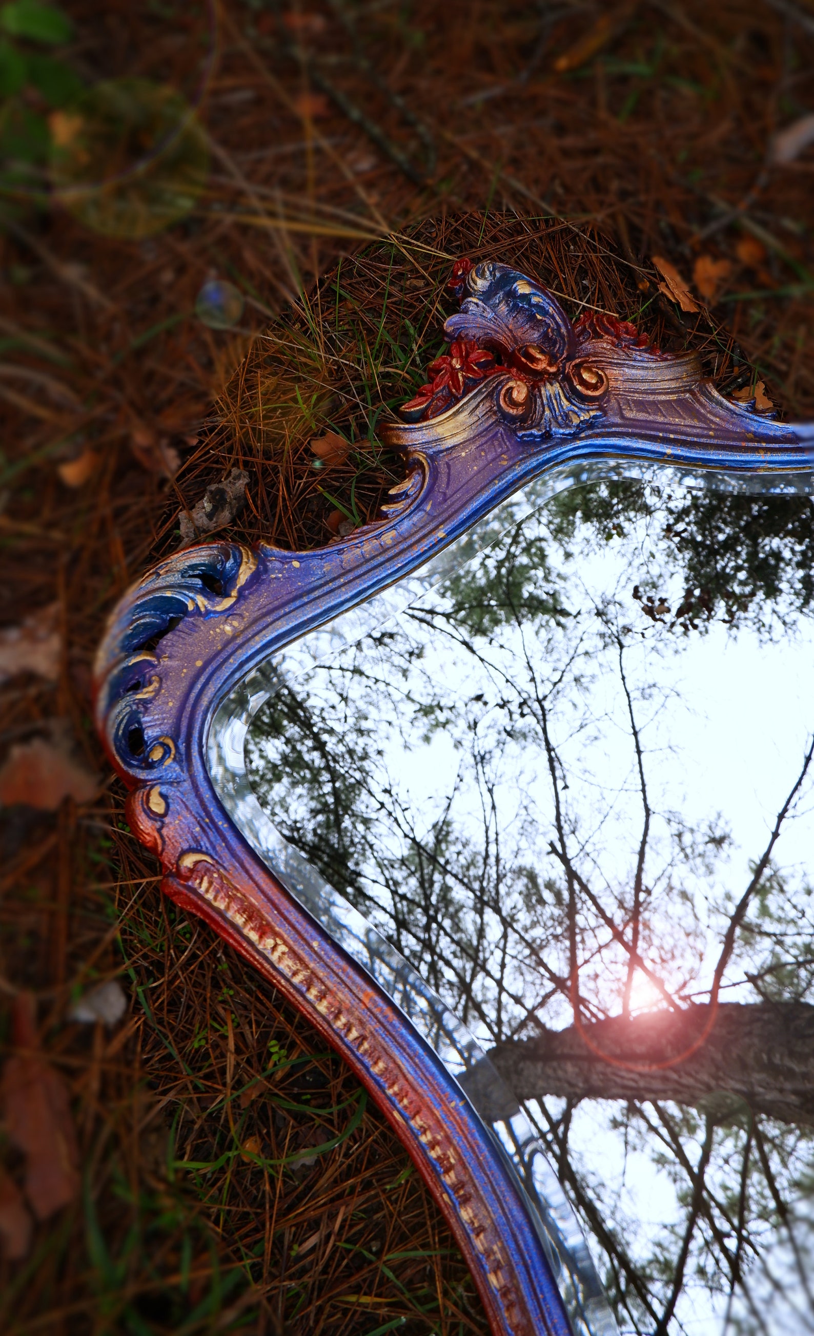 Vintage Rococo Mirror: Hand-painted Rainbow Frame, Made in Italy - Etsy