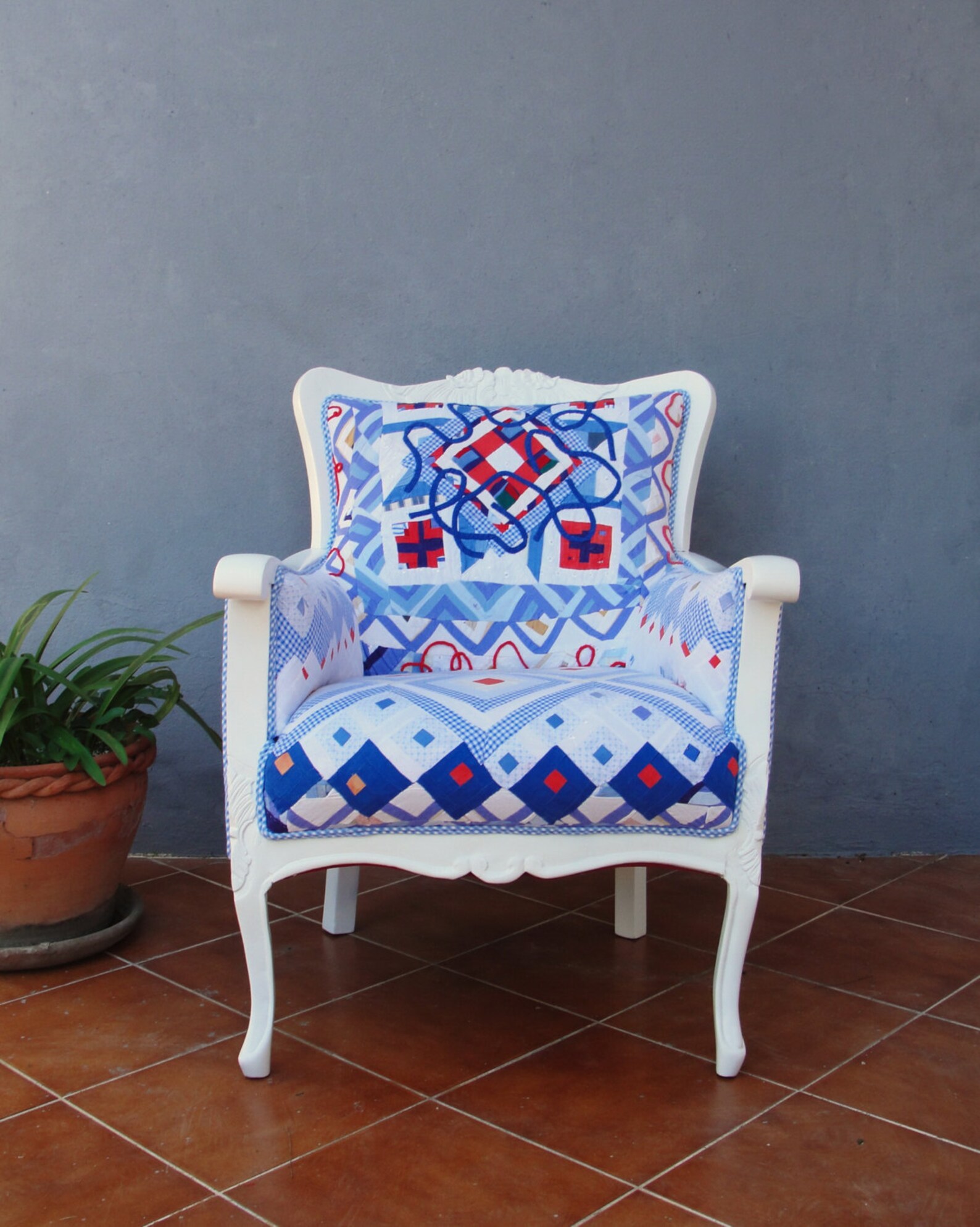 Americana Armchair Hand Sewn Quilt Patchwork Wooden Furniture Etsy