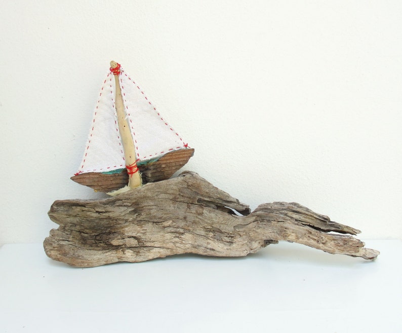 Stormy Seas Driftwood Boat Nautical Home Decor image 5