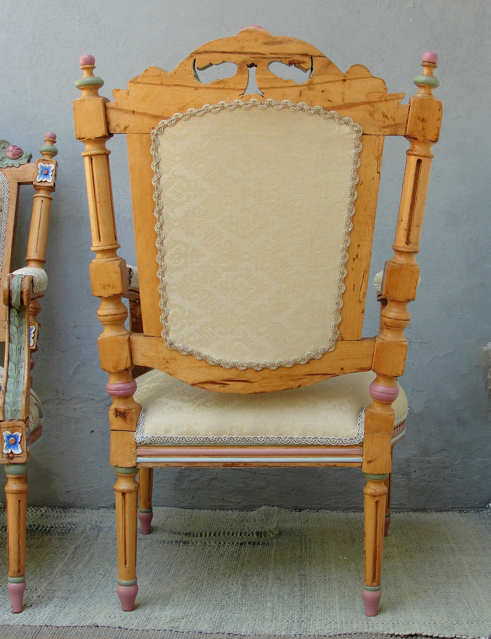 Floral Embroidered Chair Handcarved Wooden Armchair Bohemian Etsy