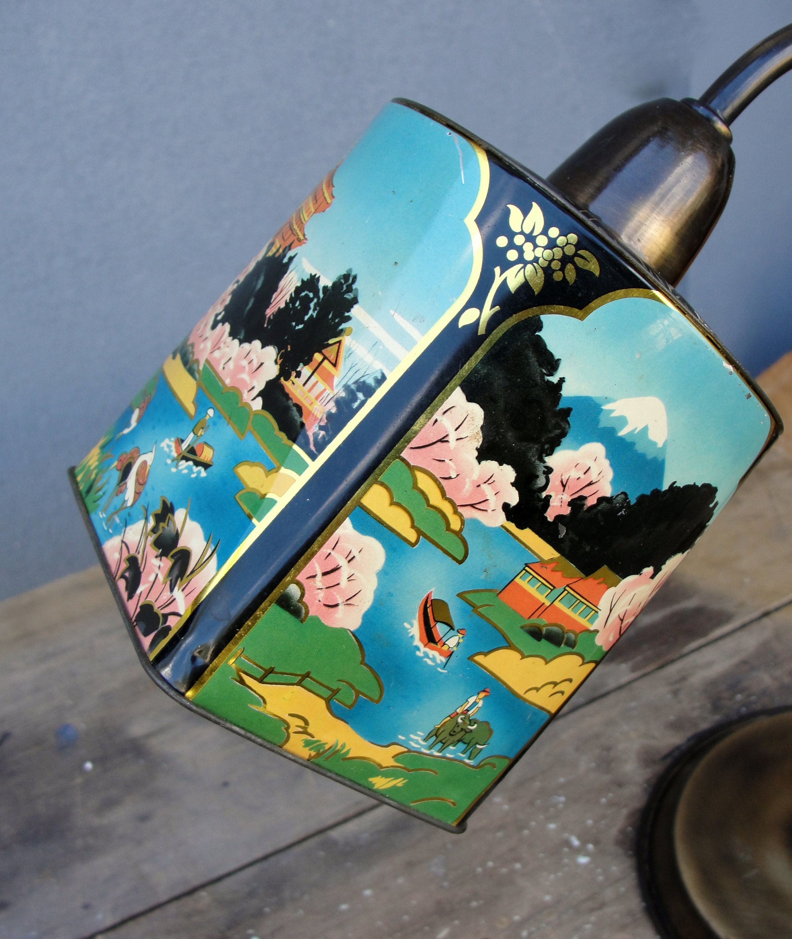 Vintage Tin Lamp Table Brass Lantern Lamp Handmade Lamp Etsy