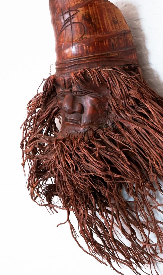 Vintage Chinese Carved Bamboo Face Sculpture: Tiki Wood Art - Etsy