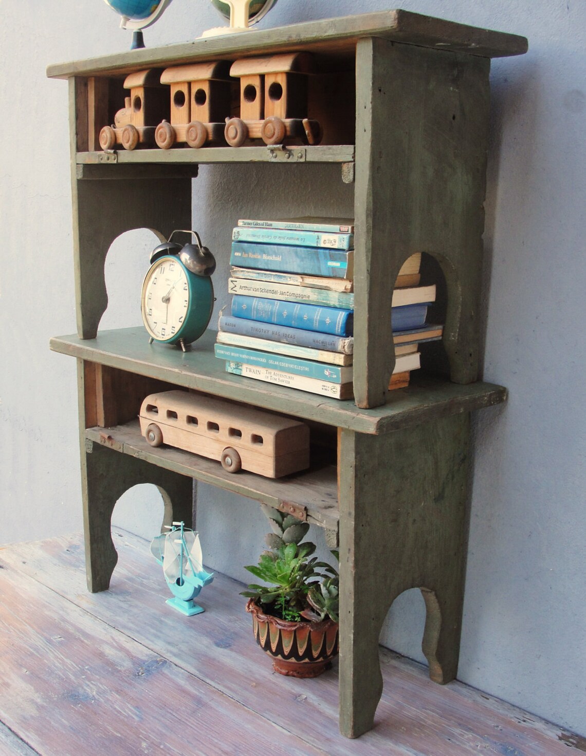 Vintage Wooden Shelf Stacking Shelves 1930's Shabby Etsy
