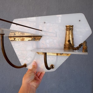 Vintage MCM Shelf, Brass and Perspex Midcentury Wall shelf, Home Organizer Furniture, Display Shelf