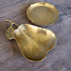 Vintage Brass Trinket Dishes, Pear, Little Plates, 1960s Vintage, Brass decor, Home Decor, Midcentury. image 4