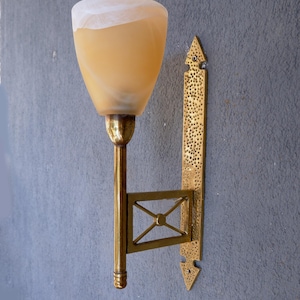 Vintage Art Deco Brass Wall Sconces - 1960s Lighting Pair