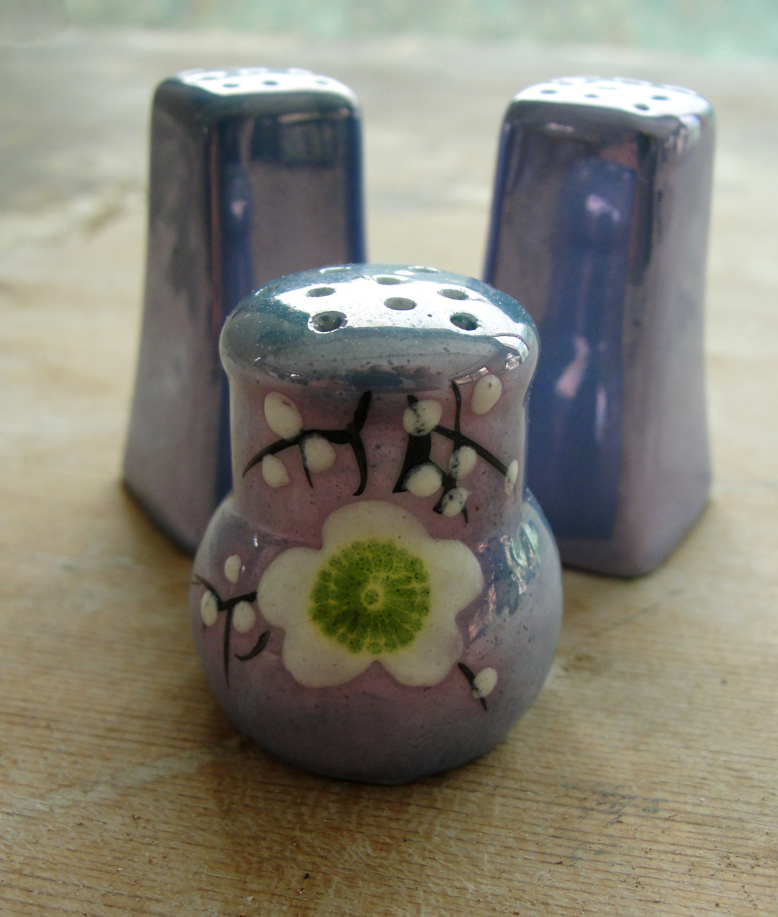 骨董 時代ガラス パール調ラスター 希少 ドーム型 ビスケットジャー