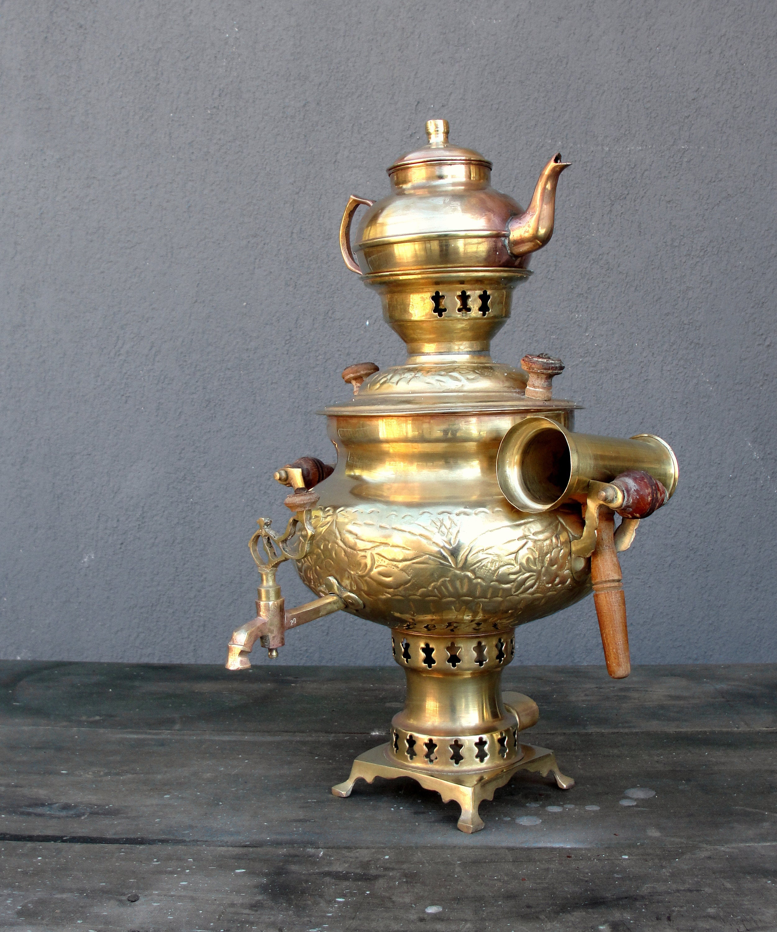 Buy Vintage Samovar, Turkish Brass Tea Boiler, Container With Tap