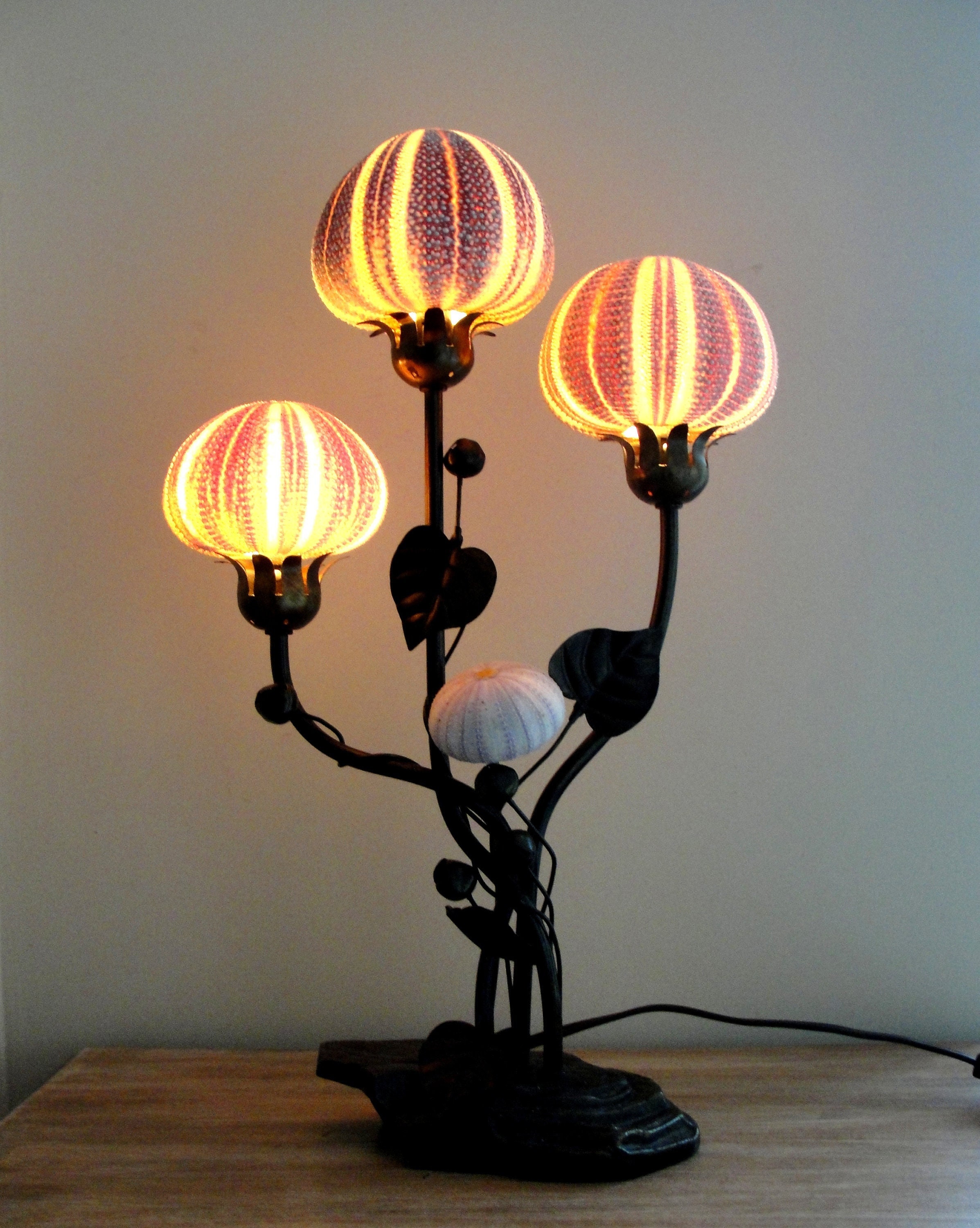 Nautical Sea Urchin Light Art Nouveau Sea Urchin Lamp Beach
