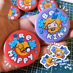Adventure Time Buttons, Jake und Finn, Cartoon Pins