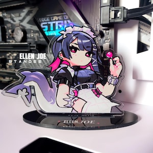 Ellen Joe Standee from Zenless Zone Zero videogame, cute standee, anime girl, mihoyo, ZZZ, to decorate desktop or pc