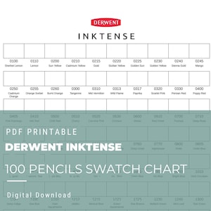Tabla de muestras de 100 lápices Derwent Inktense