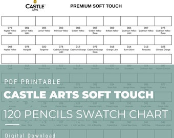 Castle Arts Soft Touch 120 Pencils Swatch Chart