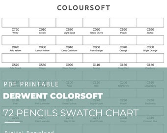 Derwent Colorsoft 72 Pencils Swatch Chart