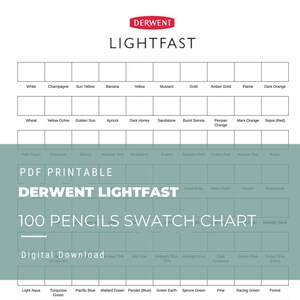 Derwent Lightfast 100 Pencils Swatch Chart