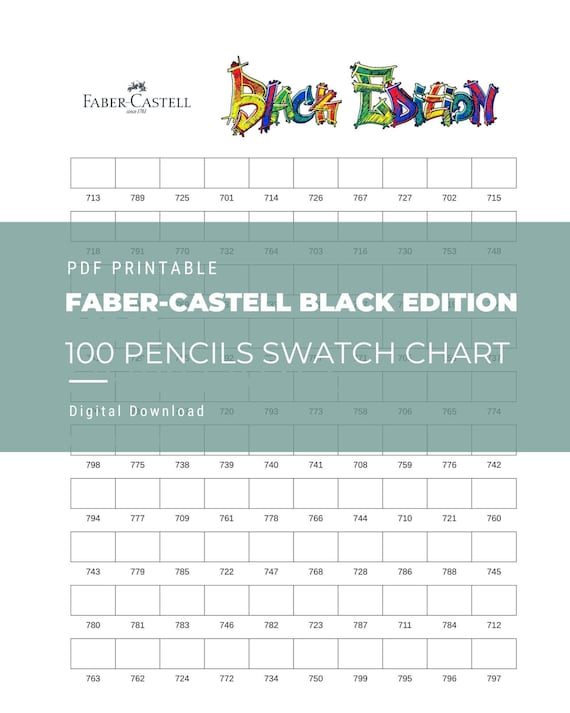 Faber-castell Black Edition 100 Color Swatch Chart - Etsy