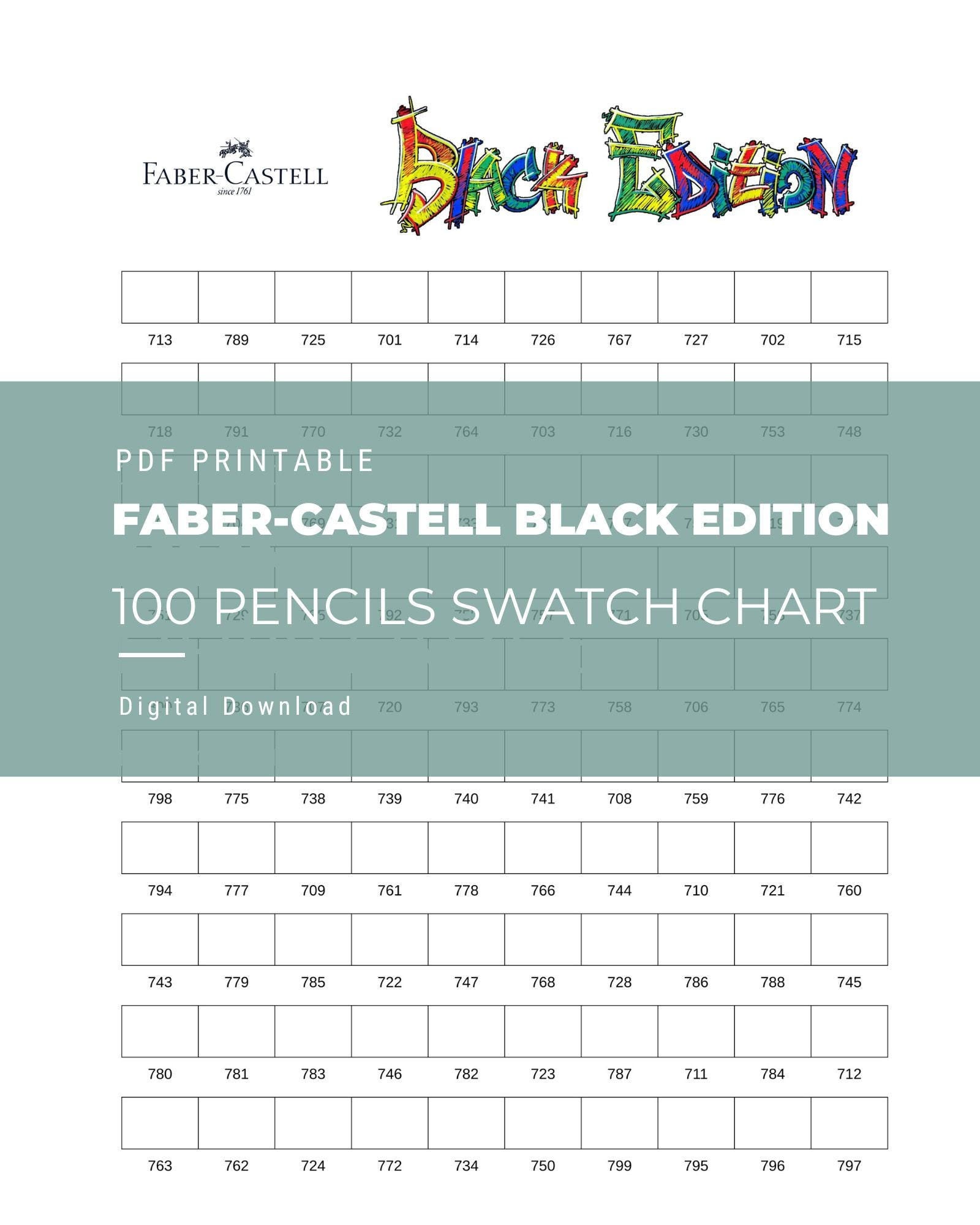 Faber-castell Black Edition 100 Color Swatch Chart - Etsy