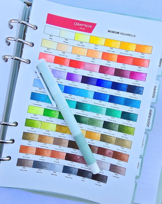 Caran D'ache Museum Aquarelle 76 Pencils Swatch Chart - Etsy