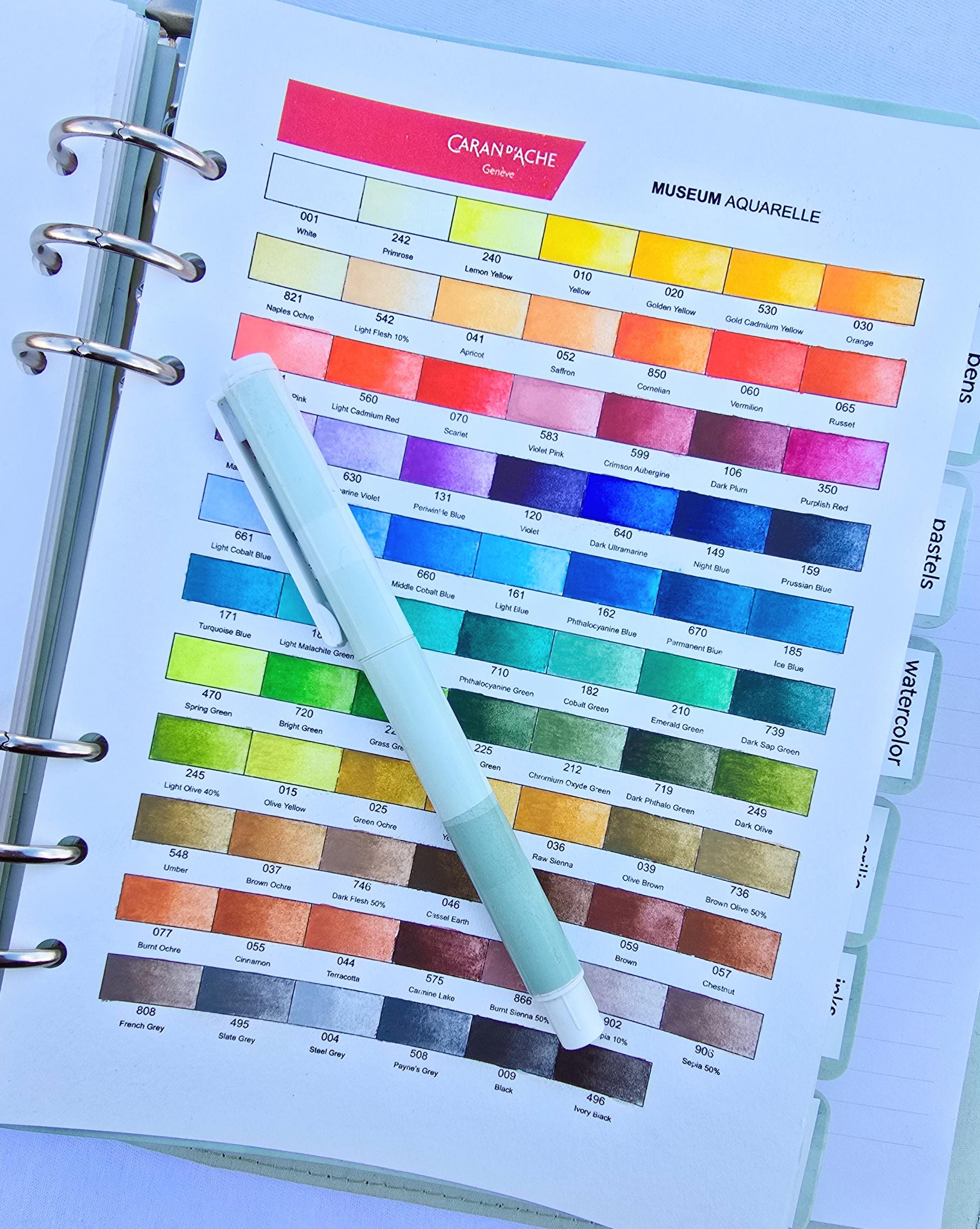 Caran D'ache Museum Aquarelle 76 Pencils Swatch Chart - Etsy