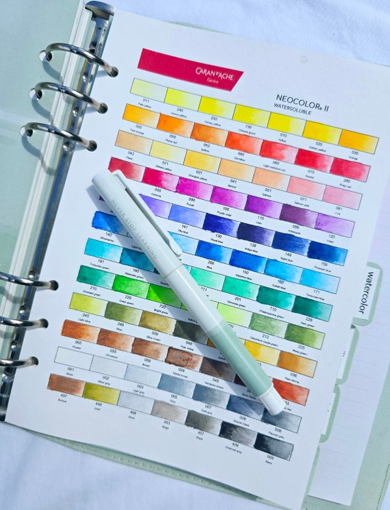 Caran D'ache NEOCOLOR® II 84 Wax Pastels Swatch Chart - Etsy